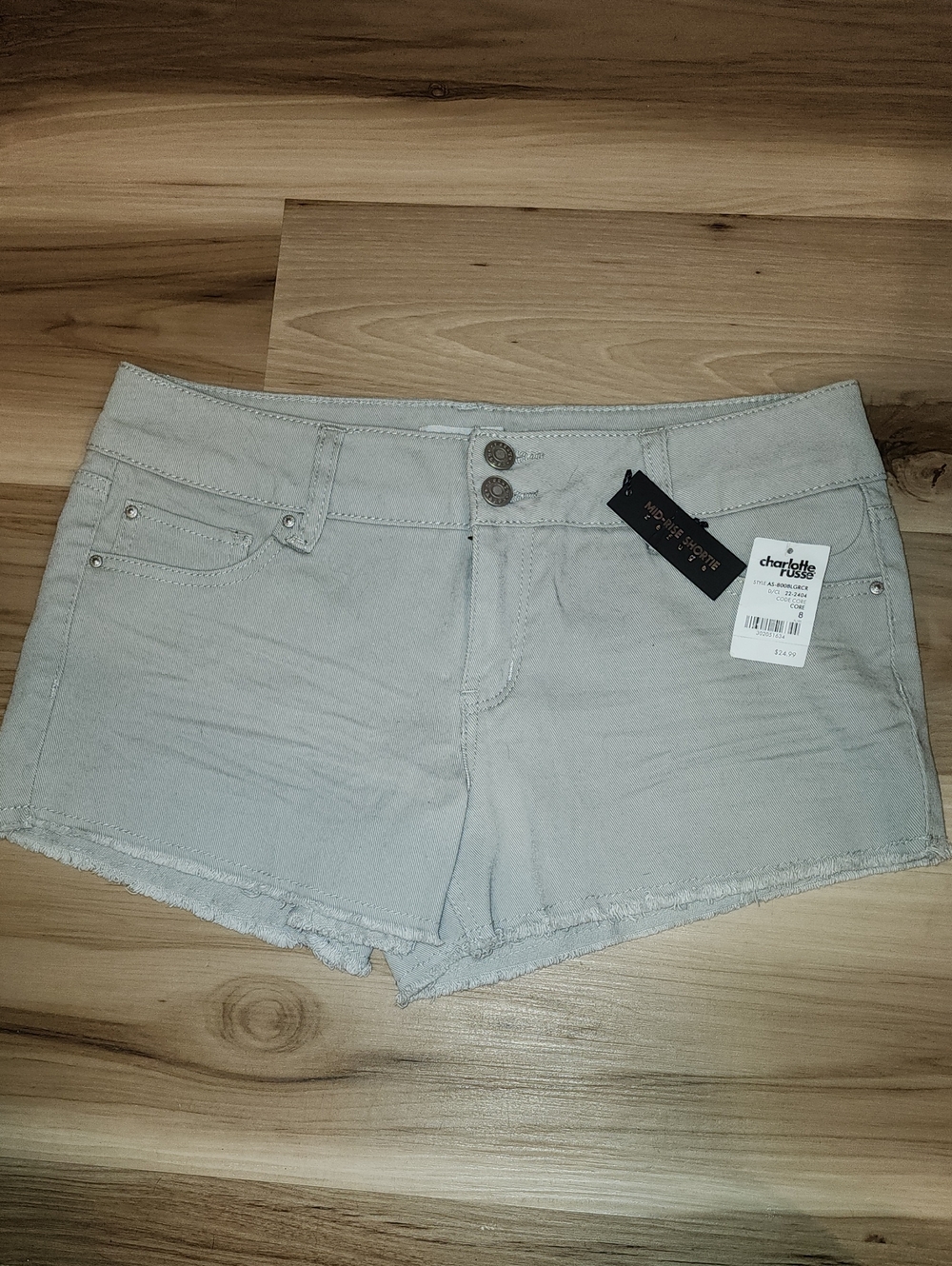 Charlotte Russe Light Gray Frayed Hem Denim Shorts